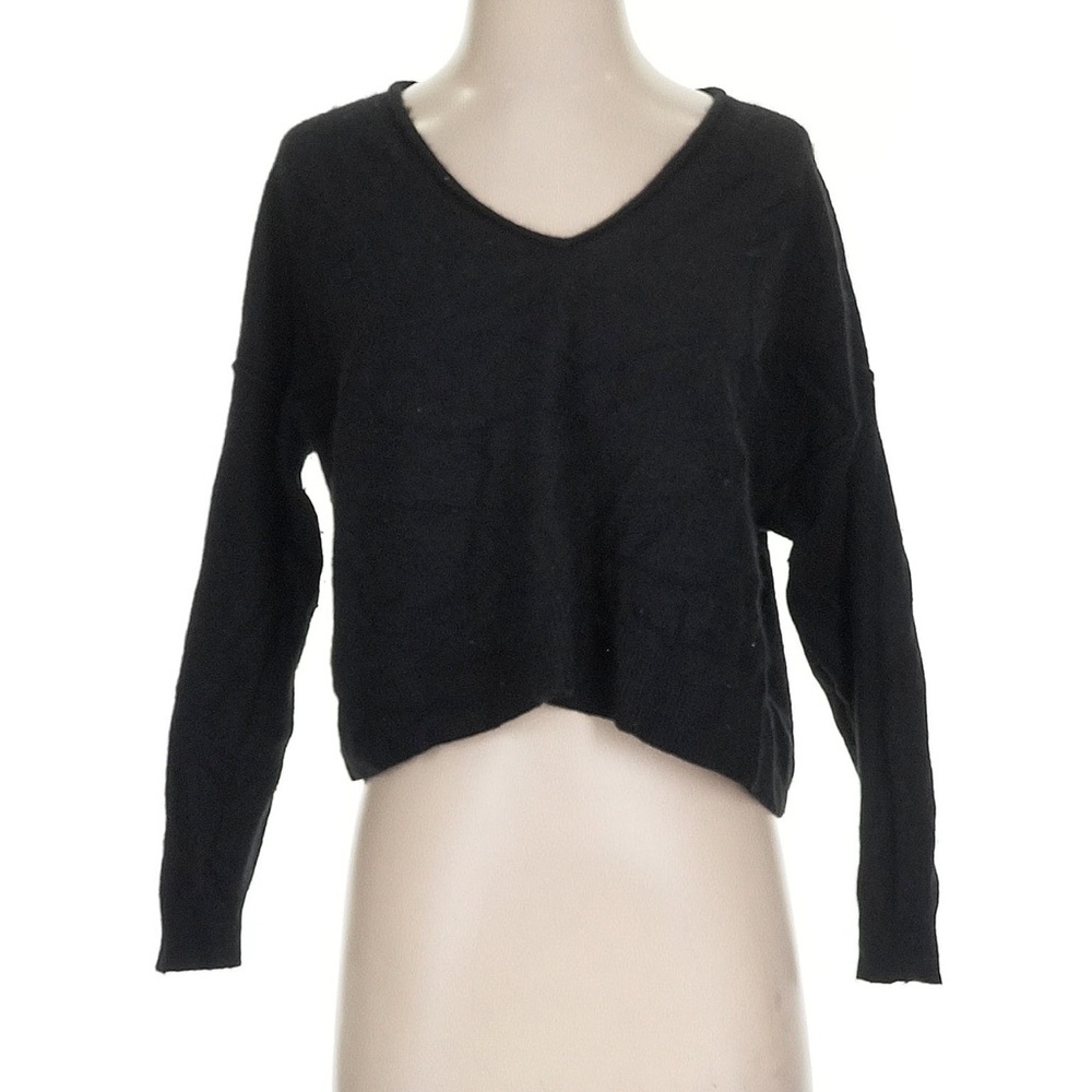 Pilco Black V-Neck Cropped Cashmere Sweater
